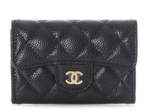 Chanel Black Quilted Caviar Classic Card Holder