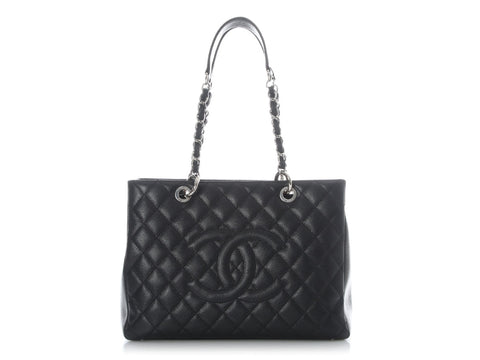 Chanel Black Quilted Caviar Grand Shopping Tote GST
