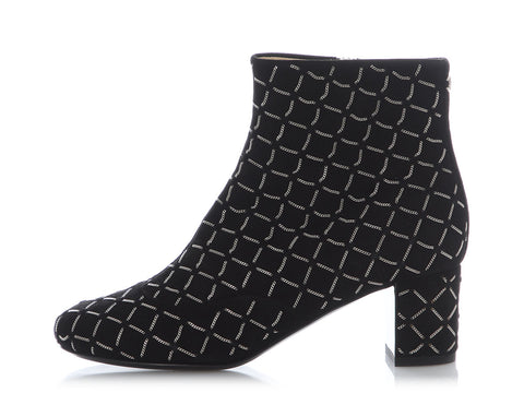 Chanel 15A Black Suede Chain Short Boots