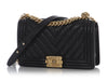 Chanel Old Medium Black Chevron-Quilted Caviar Boy Bag