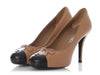 Chanel Beige and Black Cap-Toe Pumps