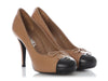 Chanel Beige and Black Cap-Toe Pumps