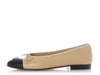 Chanel Beige and Black Cap-Toe Ballet Flats