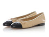 Chanel Beige and Black Cap-Toe Ballet Flats