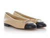 Chanel Beige and Black Cap-Toe Ballet Flats
