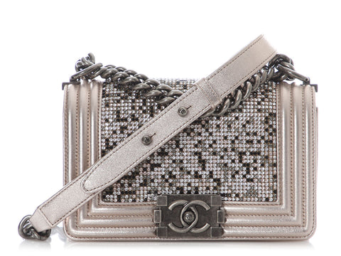 Chanel Small Pink Strass Crystal Boy Bag