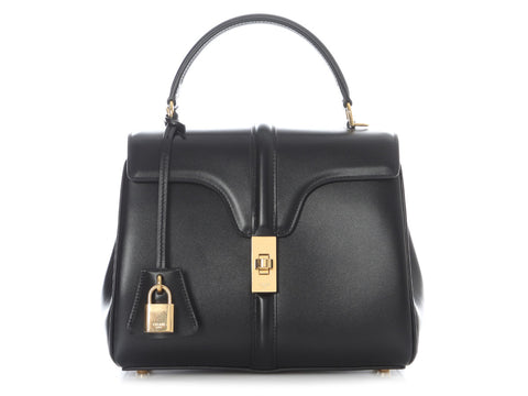 Celine Small Black Satinated Calfskin 16 Bag