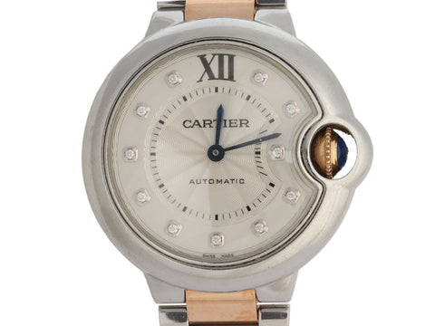 Cartier Two-Tone Diamond Markers Ballon Bleu Watch 33mm