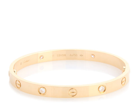 Cartier 18K Yellow Gold 4-Diamond Classic Love Bracelet 17
