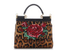 Dolce and Gabbana Leopard-Print Pony Hair and Embroidered Rose Sicily