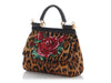Dolce and Gabbana Leopard-Print Pony Hair and Embroidered Rose Sicily