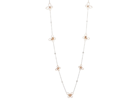 18K Rose and White Gold Diamond Butterfly Necklace