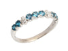 14K White Gold Blue Topaz and Diamond Tiny Skull Band