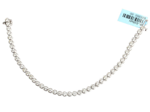 14K White Gold 4.09-Carat Bezel Diamond Tennis Bracelet