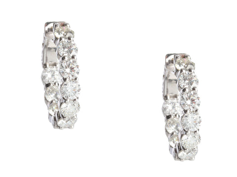 14K White Gold 5.25-Carat Diamond Oval Hoops