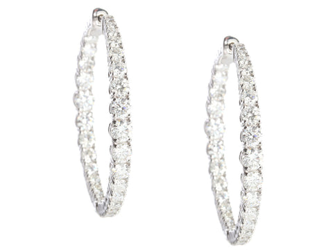 14K White Gold 5.46-Carat Diamond Inside-Out Hoops