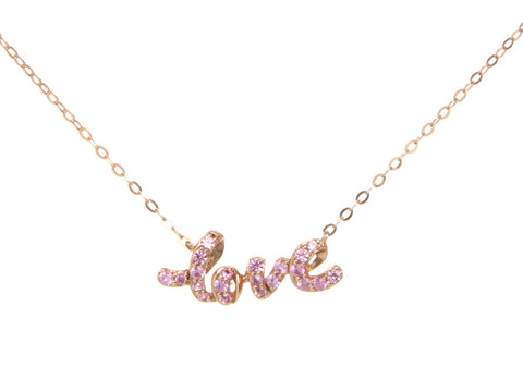 14K Rose Gold Pink Sapphire Love Necklace