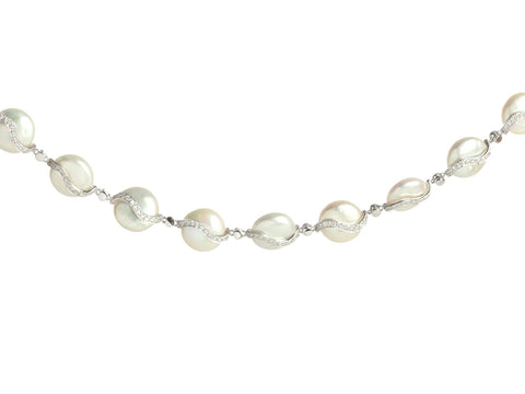 Yvel Biwa Pearl Wave Diamond Necklace