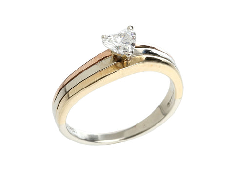 14K Yellow Gold Diamond Heart Ring