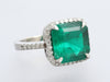 14K White Gold 6-Carat Colombian Emerald and Diamond Ring