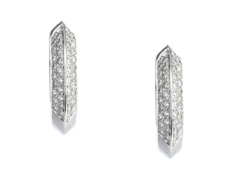 Perfecta 18K White Gold Diamond Knife Edge Hoop Pierced Earrings