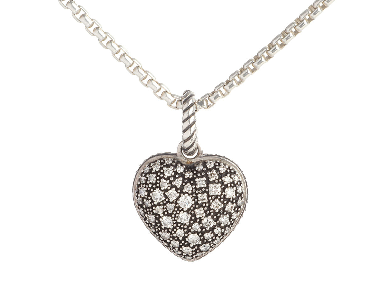 David Yurman Sterling Silver M lange Diamond Heart Pendant Necklace