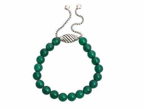 David Yurman Sterling Silver Green Onyx Spiritual Bead Bracelet