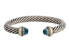 David Yurman Two-Tone Blue Topaz 7mm Cable Bracelet