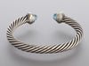 David Yurman Two-Tone Blue Topaz 7mm Cable Bracelet