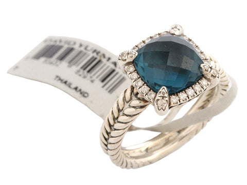 David Yurman Small Blue Topaz Châtelaine Pavé Bezel Ring