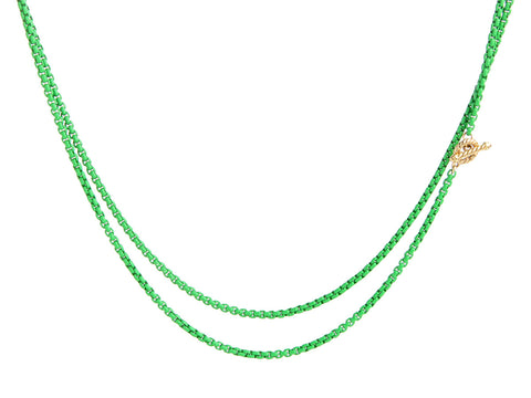 David Yurman Green Acrylic and 14K Yellow Gold Bel Aire Color Long Box Chain