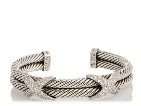 David Yurman Diamond X Double Cable Bracelet