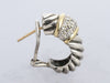 David Yurman Vintage Large Two-Tone Pavé Diamond Shrimp Pierced Earrings