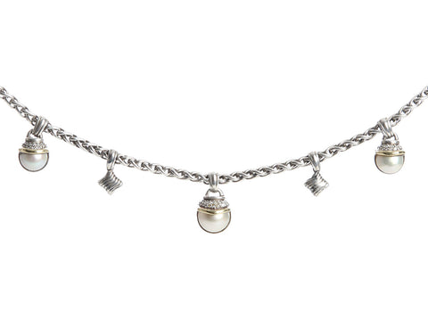 David Yurman Vintage Diamond Mabé Pearl Choker Necklace
