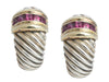 David Yurman Vintage Large Two-Tone Rhodolite Shrimp Earrings