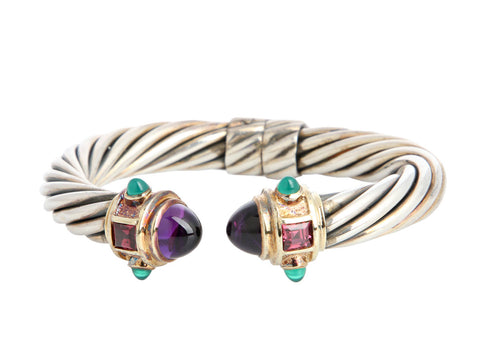 David Yurman 10mm renaissance bracelet amythest/rhodolite/Chalcedony