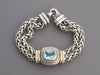 David Yurman Sterling Silver Blue Topaz Double Row Wheat Bracelet