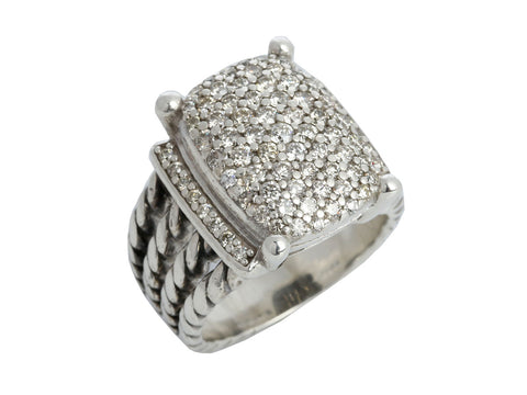 David Yurman Sterling Silver Pavé Diamond Wheaton Ring