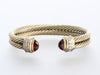 David Yurman 14K Yellow Gold Diamond and Garnet Double Row Cable Bracelet
