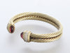 David Yurman 14K Yellow Gold Diamond and Garnet Double Row Cable Bracelet