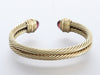 David Yurman 14K Yellow Gold Diamond and Garnet Double Row Cable Bracelet