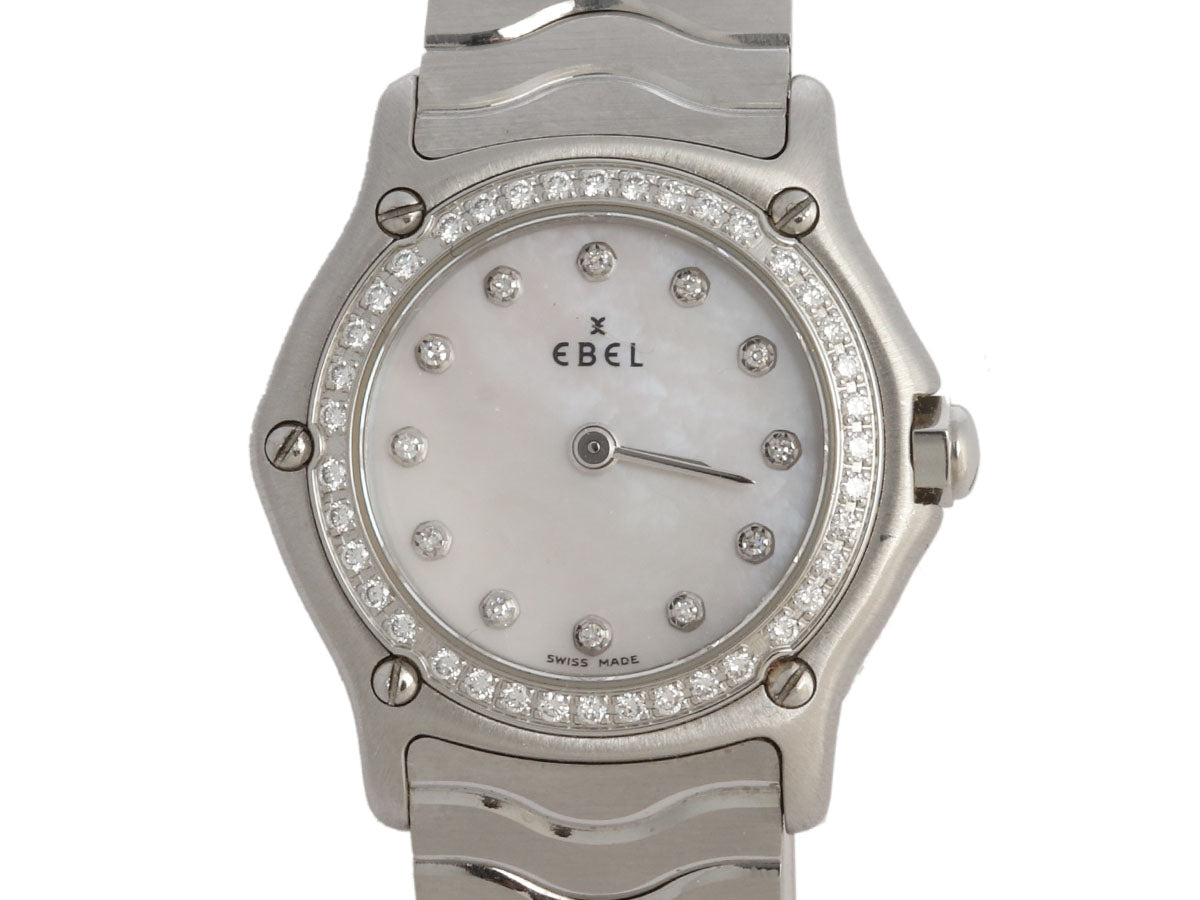 Ebel Stainless Steel Diamond Ladies Classic Wave Watch 24mm