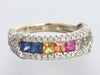 Effy 14K White Gold Multi Sapphire and Diamond Watercolor Band Ring