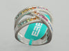 Effy 14K White Gold Diamond and Rainbow Sapphire Watercolors Ring