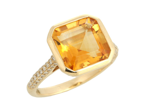 Effy 14K Yellow Gold Sunset Citrine and Diamond Ring