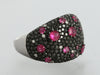 Effy 14K White Gold Black Diamond, White Diamond, and Ruby Dome Ring