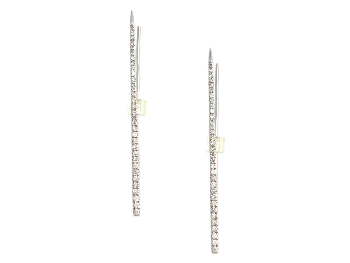 Sheryl Lowe Sterling Silver Pavé Diamonds Spike Pierced Earrings