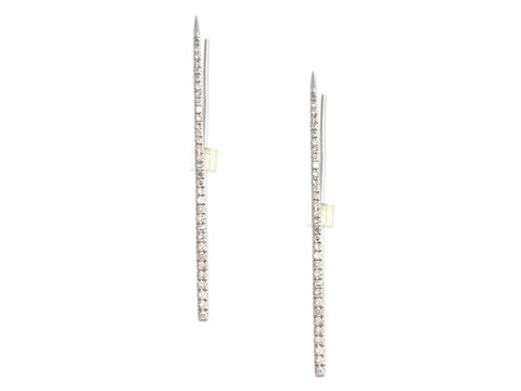 Sheryl Lowe Sterling Silver Pavé Diamonds Spike Pierced Earrings