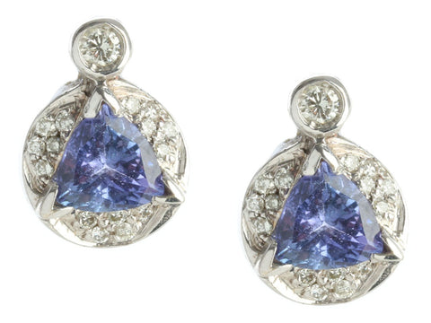 18K White Gold Trillion-Cut Tanzanite Earrings