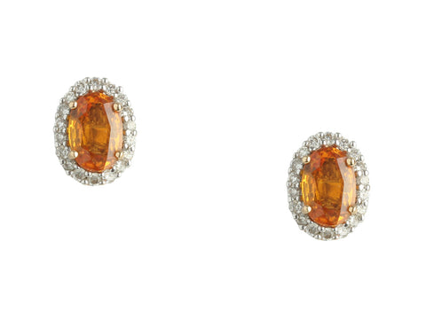 14K Yellow Gold Orange Sapphire Earrings